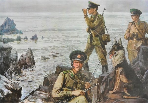 Рисование пограничник с собакой