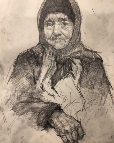 Портрет бабушки карандашом