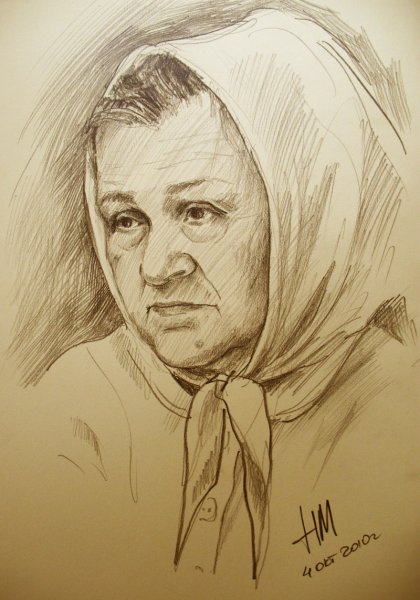 Портрет бабушки карандашом