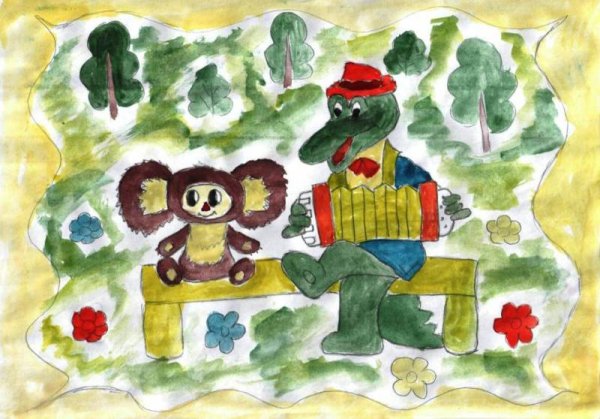 Раскраска Шапокляк и крокодил Гена