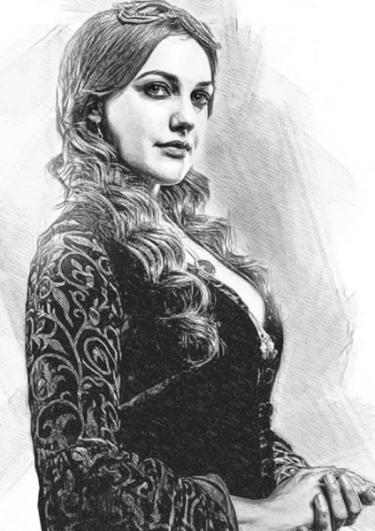 Портрет Махидевран Султан карандашом