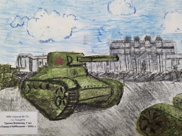 Парад памяти 7 ноября 1941 года в Куйбышеве рисунок