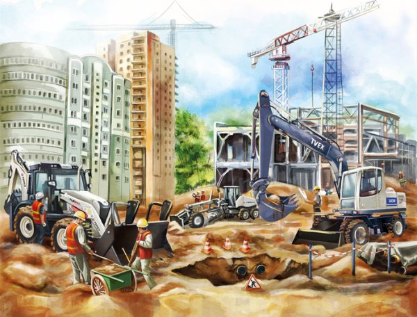 Строительная техника акварель