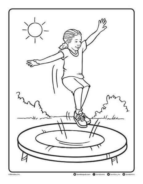 Раскраска прыжки на батуте