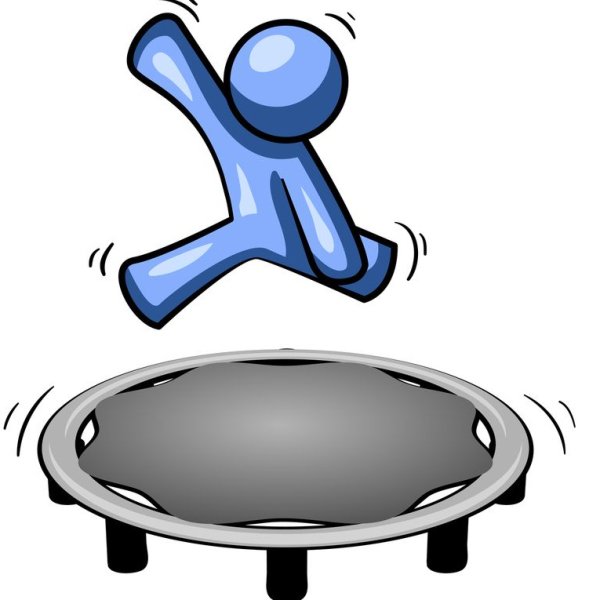 Прыжок на батуте на прозрачном фоне