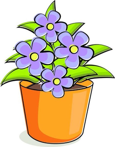 Цветок в горшке мультяшный