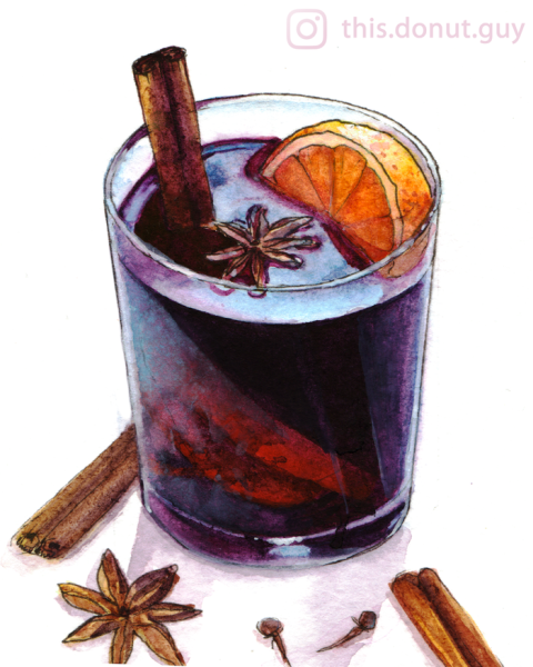 Скетчинг глинтвейн акварелью