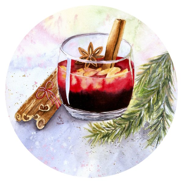 Глинтвейн акварель