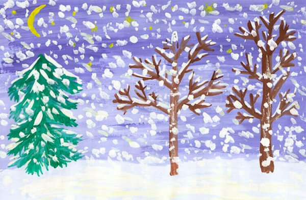 Детские рисунки на тему зима