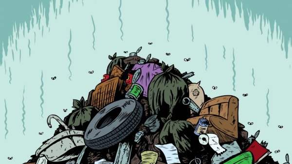 Мусорная свалка мультяшная