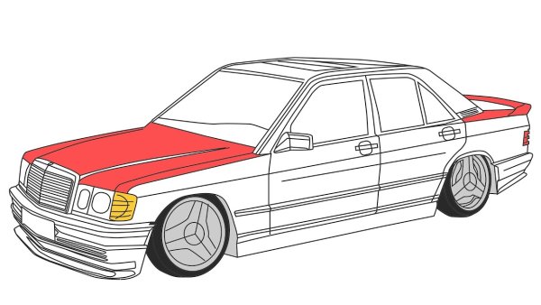 Mercedes w124 волчок drawing