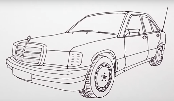 Мерседес Бенц w124 карандашом