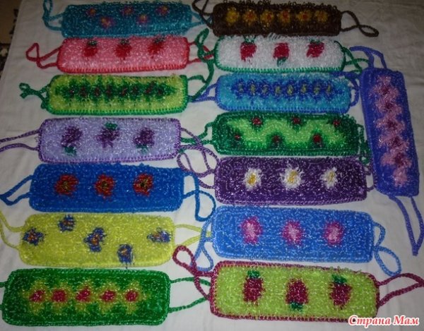 Вязаные красивые мочалки