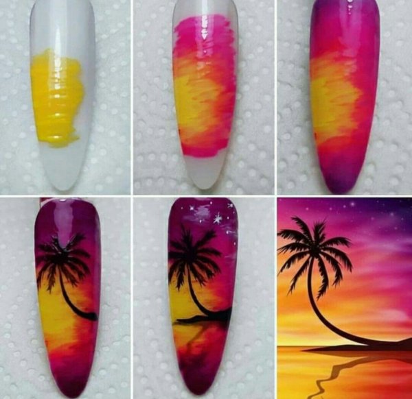 Пошаговый маникюр пальмы