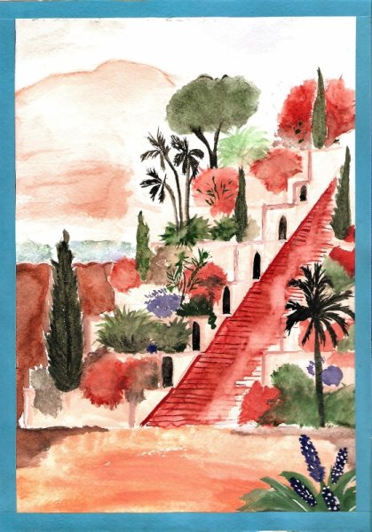 Рисунок висячих садов Семирамиды