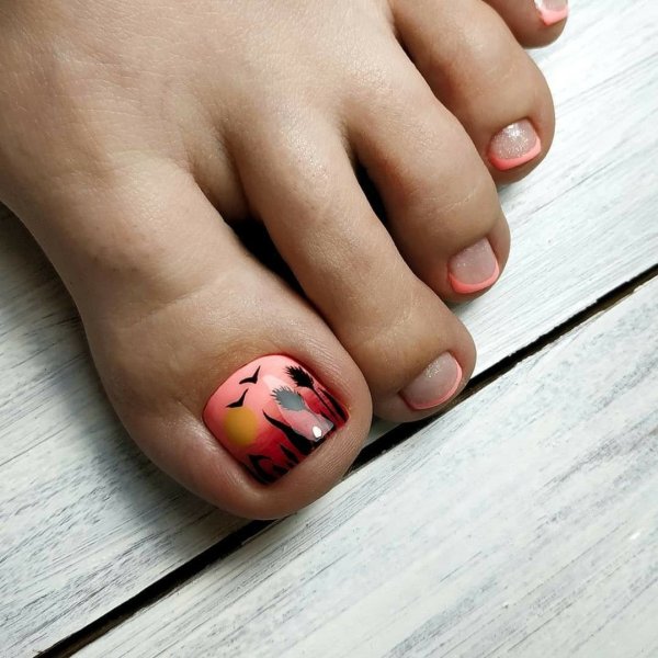 Красивый осенний педикюр