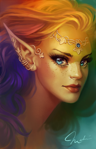 Девушка Фея карандашом