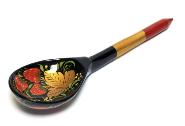 Lhl7101 деревянная ложка полубаская роспись "золото" Хохлома