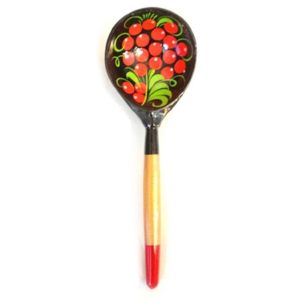 Деревянная ложка полубаская, роспись Чернушка Хохлома lhl6501