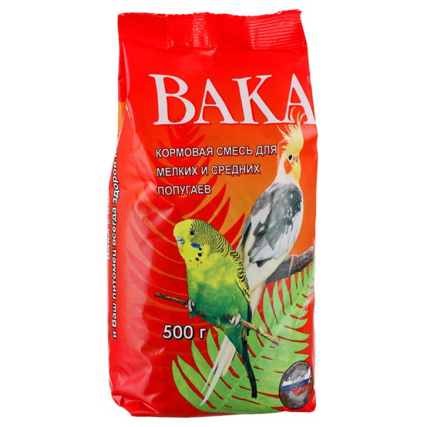 Вака корм для мелких и средних попугаев пакет 500гр