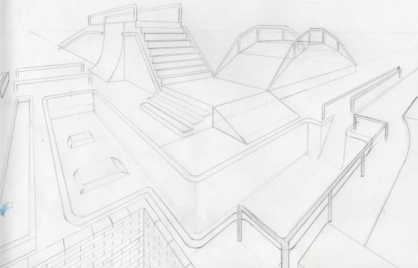 Раскраска скейт парк