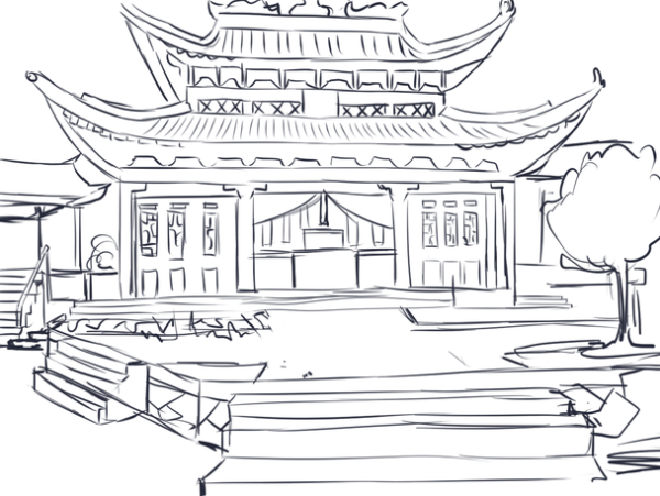 Китайский дом раскраска