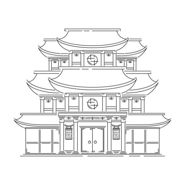Буддийский храм рисунок