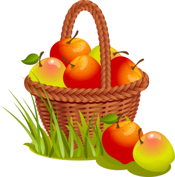 Корзины с яблоками мультяшные