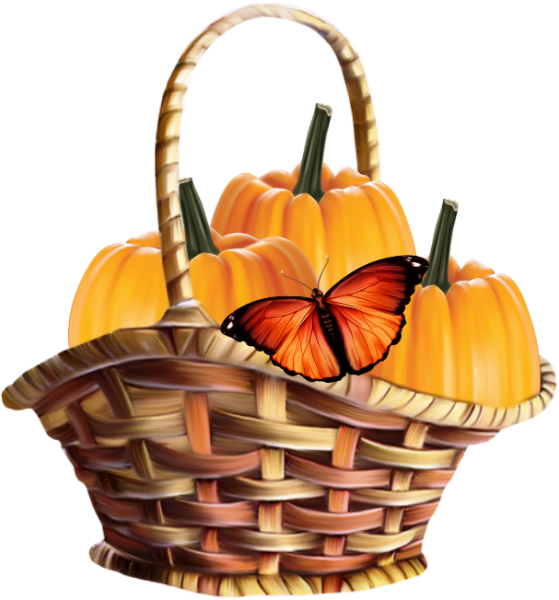 Осенняя корзинка на прозрачном фоне