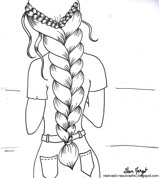 Девочка с косичками рисунок