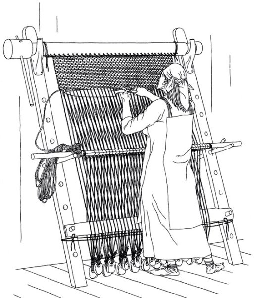 Горизонтальный ткацкий станок средневековья