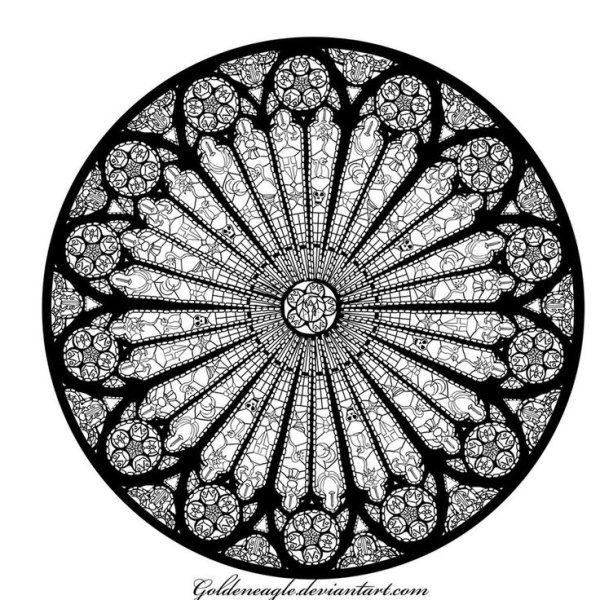 Окно роза Готика схема