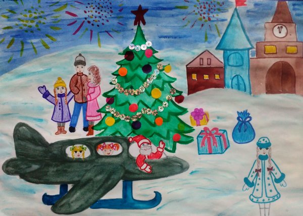 Детские новогодние рисунки
