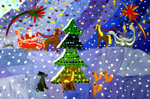 Детские рисунки на новый год