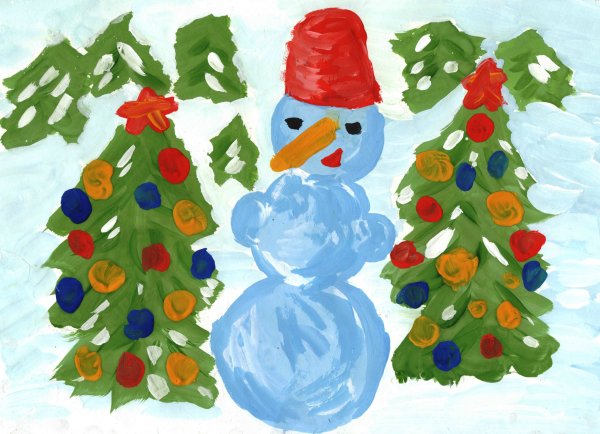 Детские новогодние рисунки