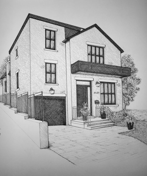 Современный дом карандашом