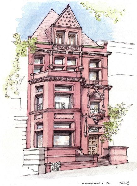 Здание в стиле скетч