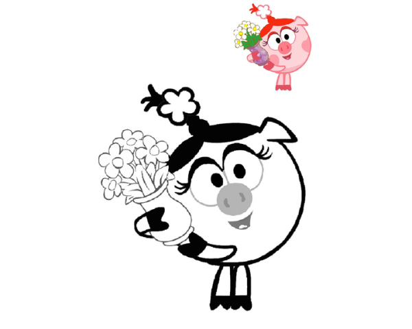 Нюша Смешарики раскраска