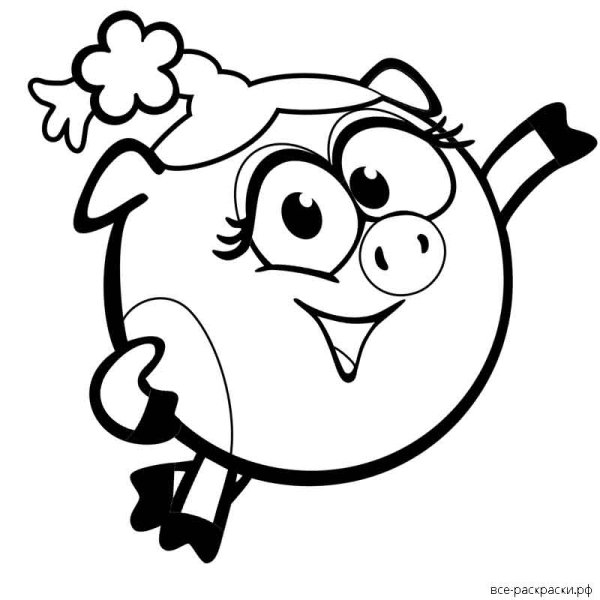 Раскраска Смешарики Нюша и Ежик