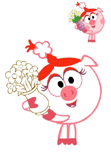 Рисуем Нюшу из смешариков