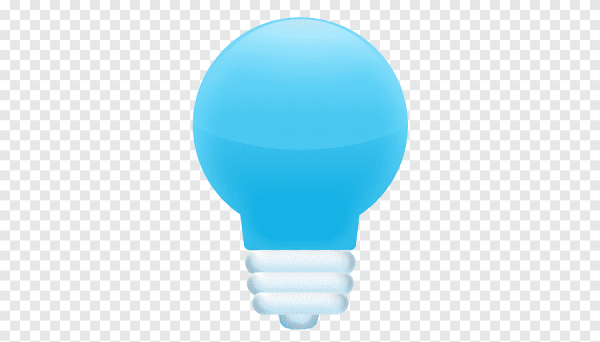 Лампочка синяя на белом фоне
