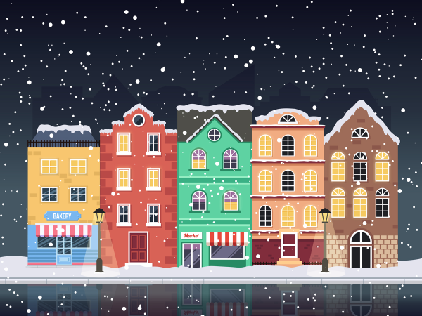 Заснеженный домик для детей