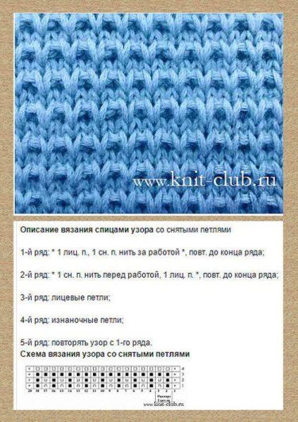 Узор спицами кукурузка схема и описание