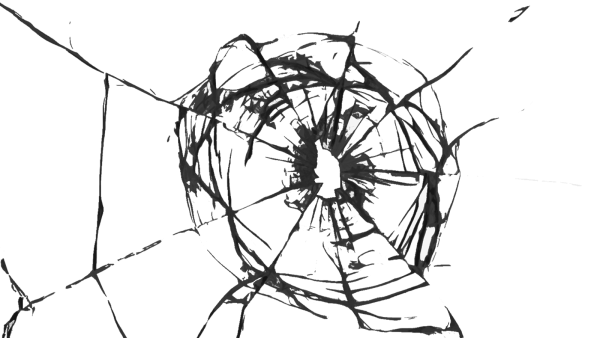 Трещина на стекле без фона