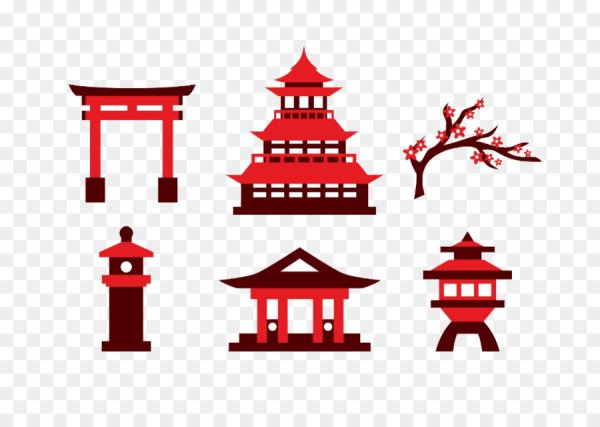 Японская архитектура вектор силует