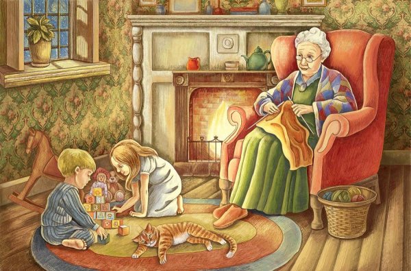 Иллюстрация к стиху Есенина бабушкины сказки