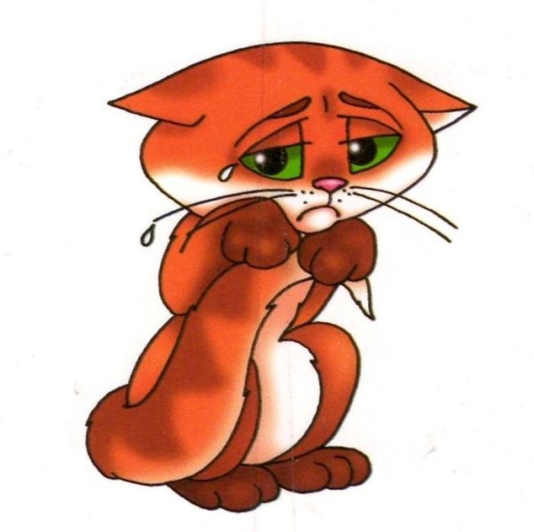 Плачущий котенок нарисованный