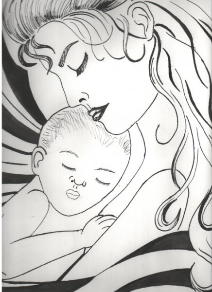 Нежность матери рисунок