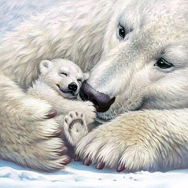 Вышивка Медведица с медвежонком