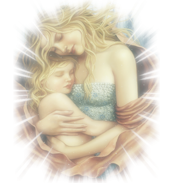 Мама ангел с ребенком на руках